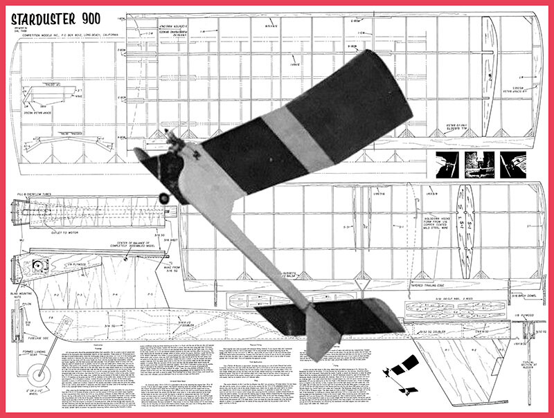 Model Airplane Plans (FF): Starduster 900 Hi-Thrust for .19-.45 by Sal Taibi