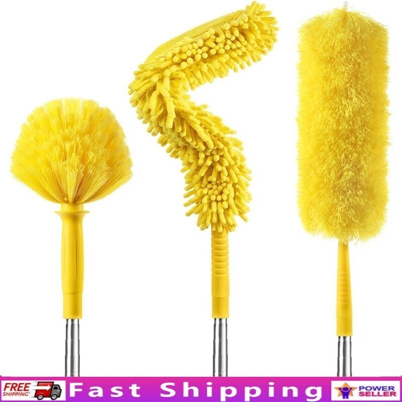 17ft High Reach Duster Kit Extendable Pole Microfiber Cobweb Chenille Cleaning