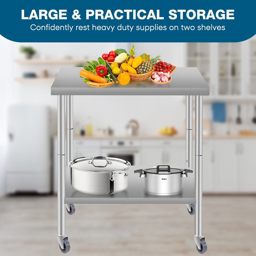 36x24 inches Stainless steel worktable kitchen workbench on wheels