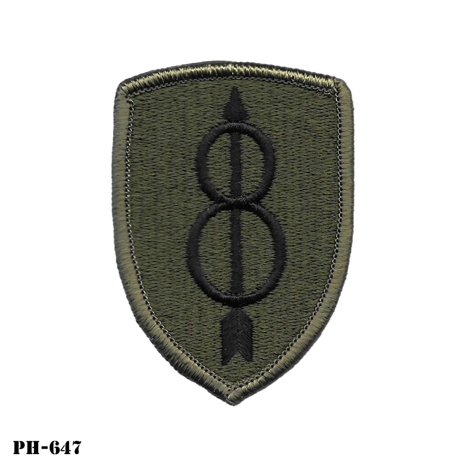 8th Infantry Division Patch ~ Subdued ~ OD & Black ~ US Army ~ NOS ~ NEW
