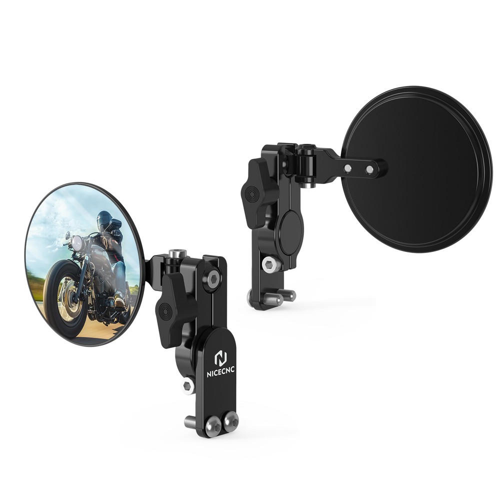 NICECNC Universal 180° Adjustable Rotatable Round Quick Flip Mirrors Kits