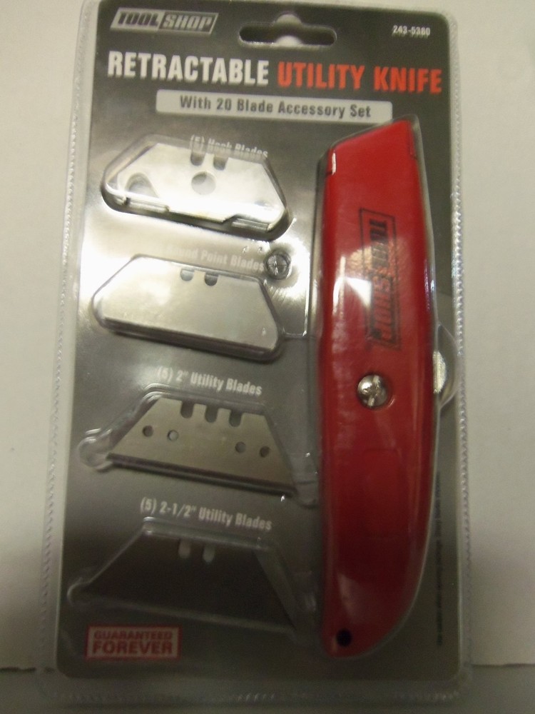 Retractable Utility Knife with 20 Blade Accessory Set