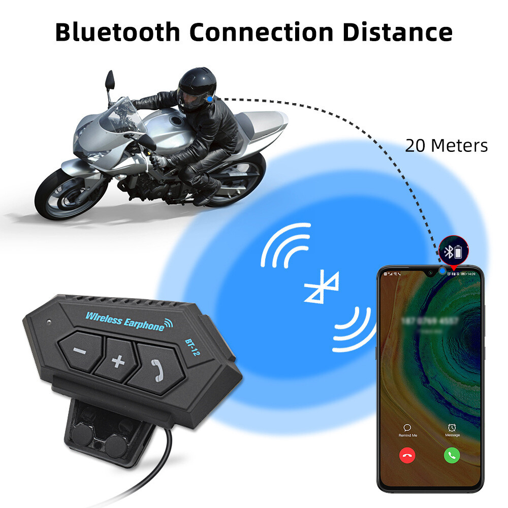 Motorcycle Helmet Headset Wireless Bluetooth Headphone Speaker Hands-Free BT-12