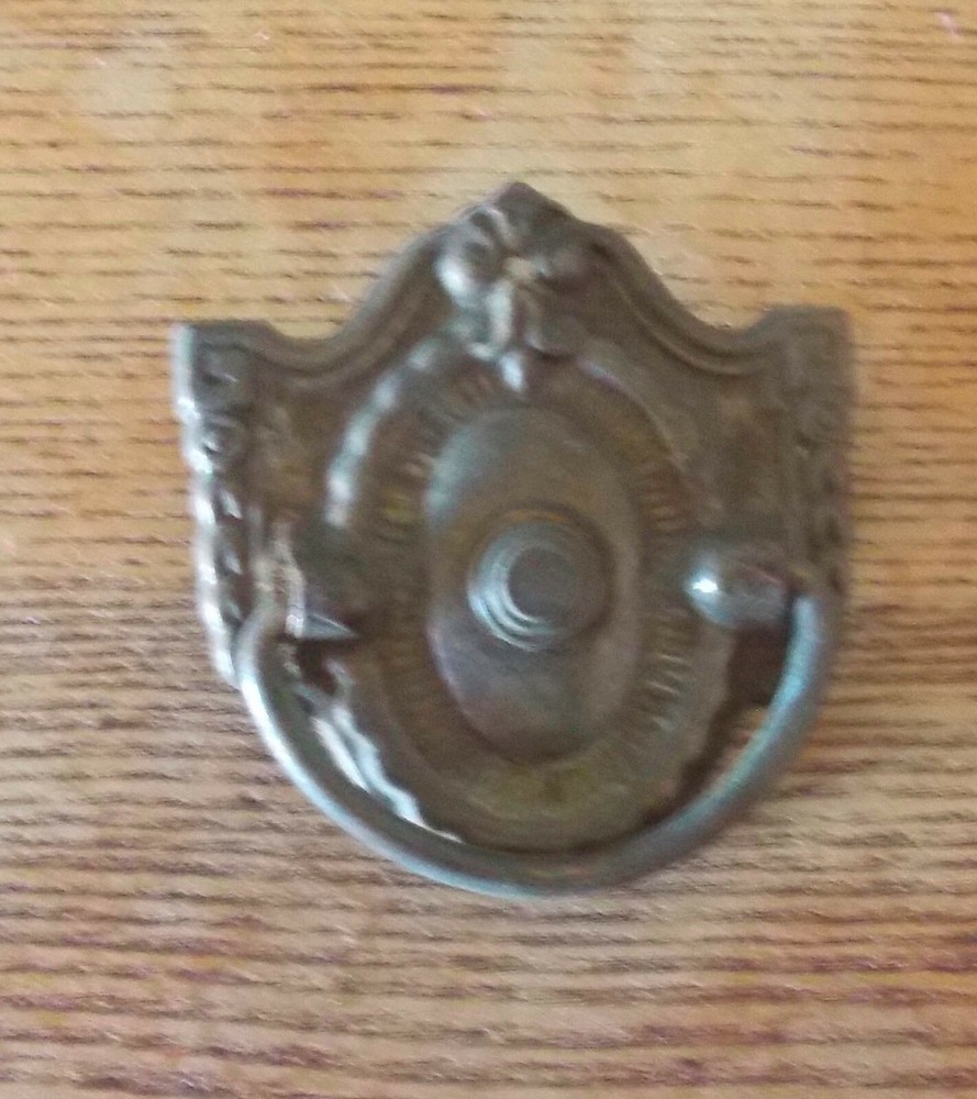 Vintage Brass Shield Furniture Pull / Drawer Handle  (S2)