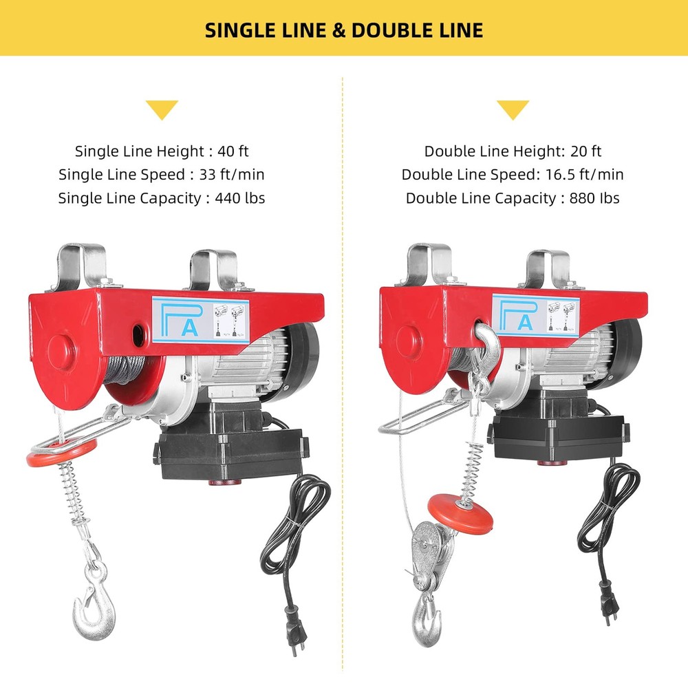 880 Lbs Wireless Automatic Electric Cable Hoist 110V for Heavy Lifting,Workshop