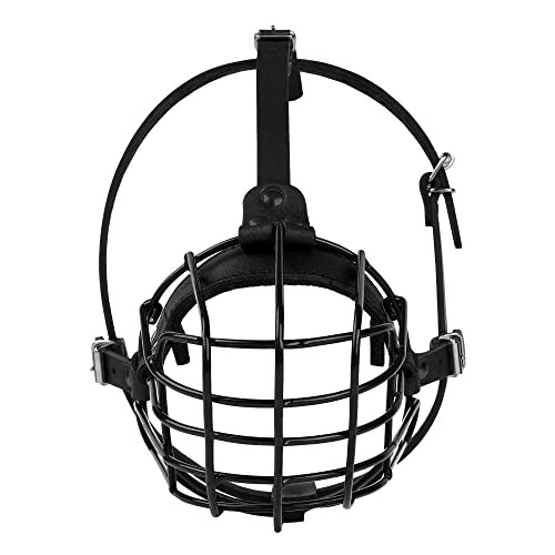 Pitbull Dog Muzzle Metal Mask Amstaff Secure Wire Basket Adjustable Black
