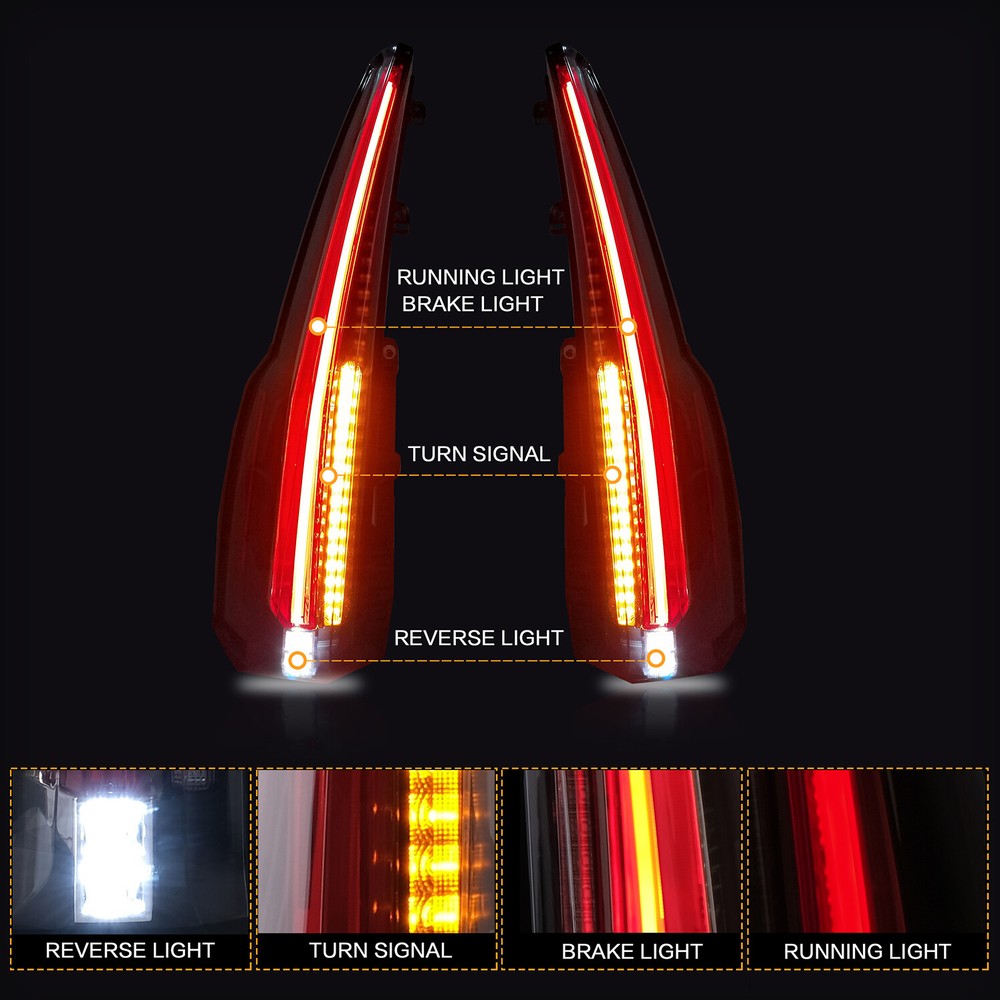 Customized Escalade Style CLEAR LED Tail Lights Assembly For 15-20 GMC Yukon /XL