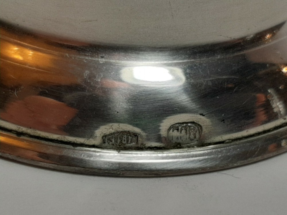 5 Bicchieri con Supporto Argento 800 Design Modernariato Italiano