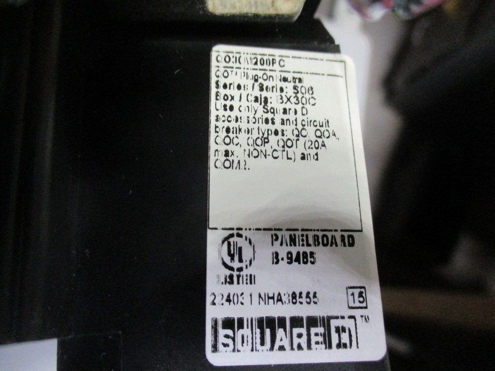 Square D B-9485 Panel Board, 30 Space, Plug on neutral ready