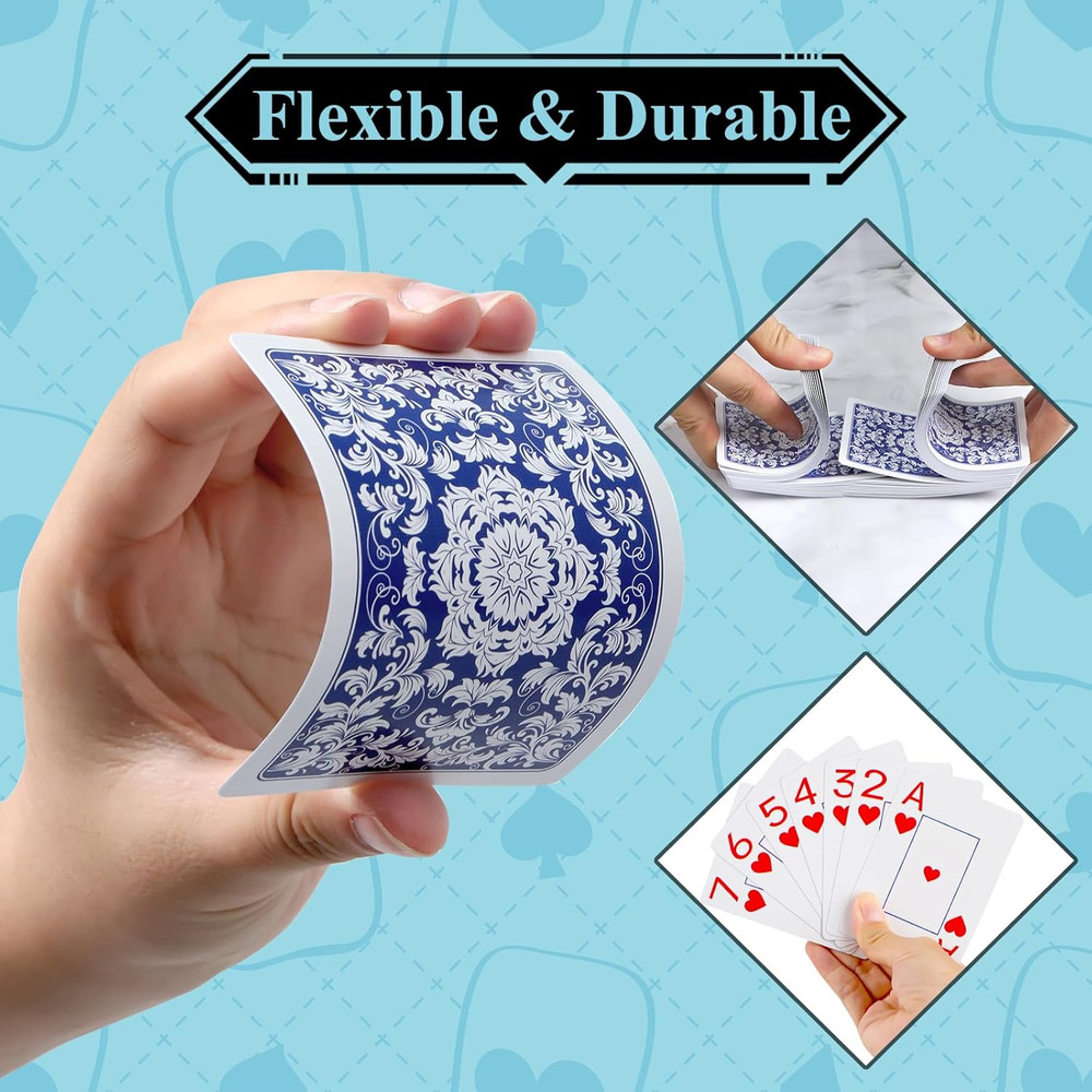 Waterproof Plastic Playing Cards - 2 Pack Large Print