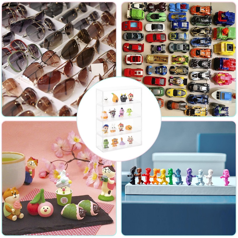 Clear Display Case 4 Layer Mini Action Storage Box Cabinet Organizer for Mini...