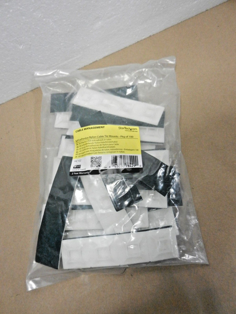 Startech HC102 Cable Tie Mounts - Self-Adhesive Nylon Accessory Qty 100
