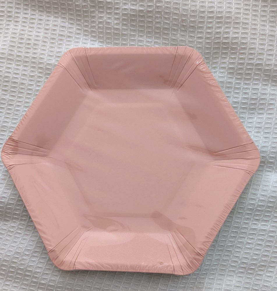 10pcs Pink Hexagon Paper Plate