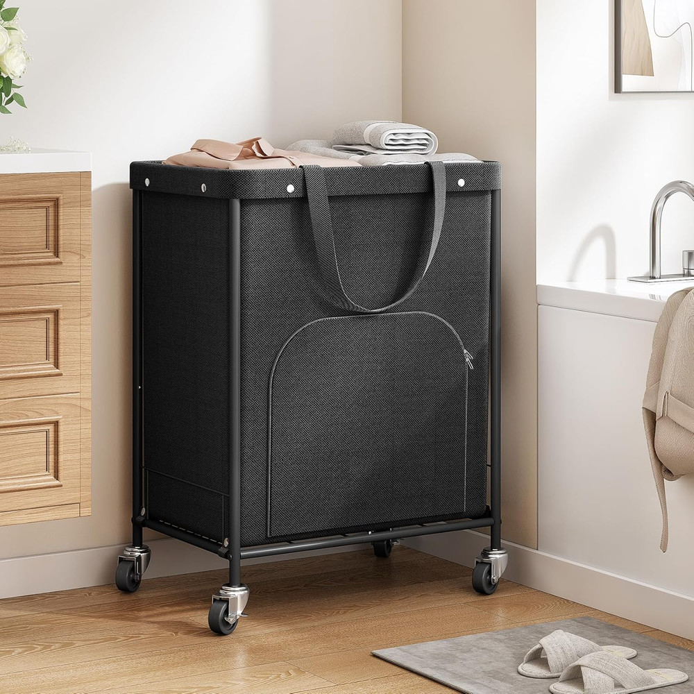 170L Large Laundry Basket with Wheels, Rolling Laundry Hamper Easy Access Clothi