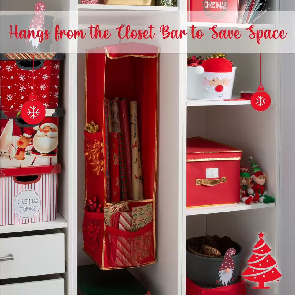 Hanging Polyester Holiday Gift Wrap Organizer
