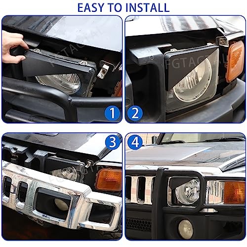 Front Headlight Panel Trim Compatible with Hummer H3 2005-2009, Front Light