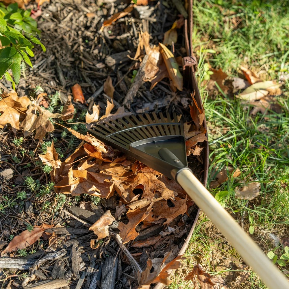 Efficient 8 Inch Wood Poly Leaf Rake Ergonomic Handle Easy Yard Cleanup New