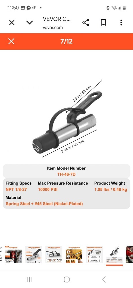 Vevor Locking Grease Coupler Th-46-7D