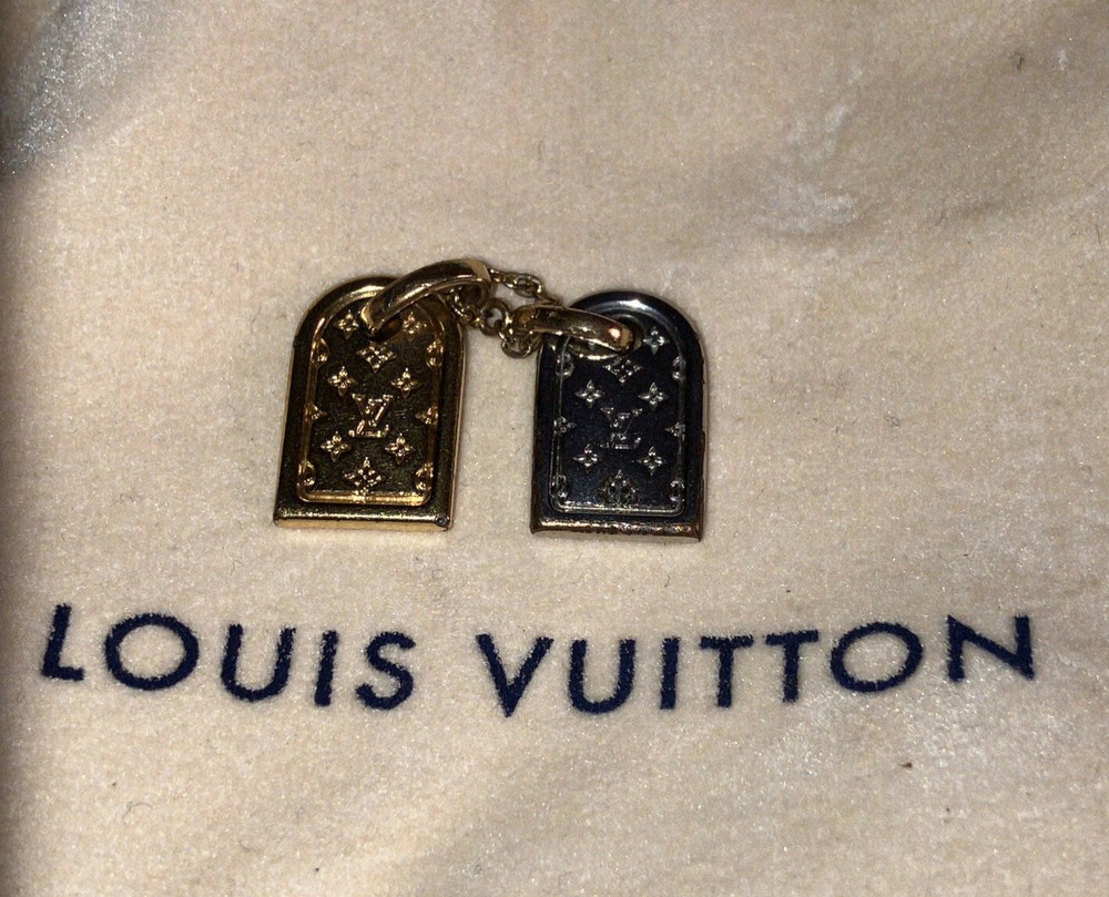 Authentic LOUIS VUITTON Monogram LV Initials miniature name tag Charm.