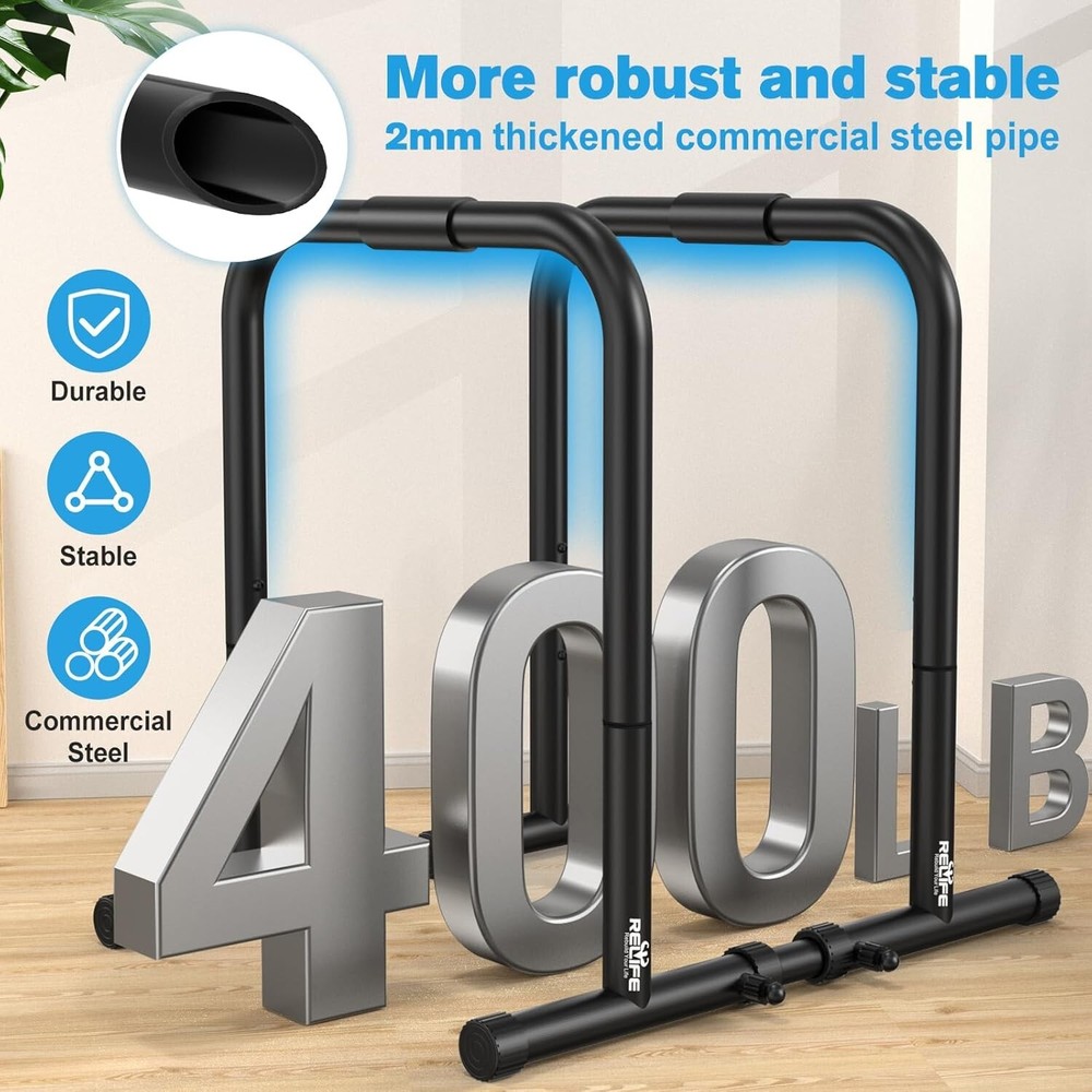 400LBS Capacity Adjustable Dip Stand - Ultimate Equipment for Strength Training