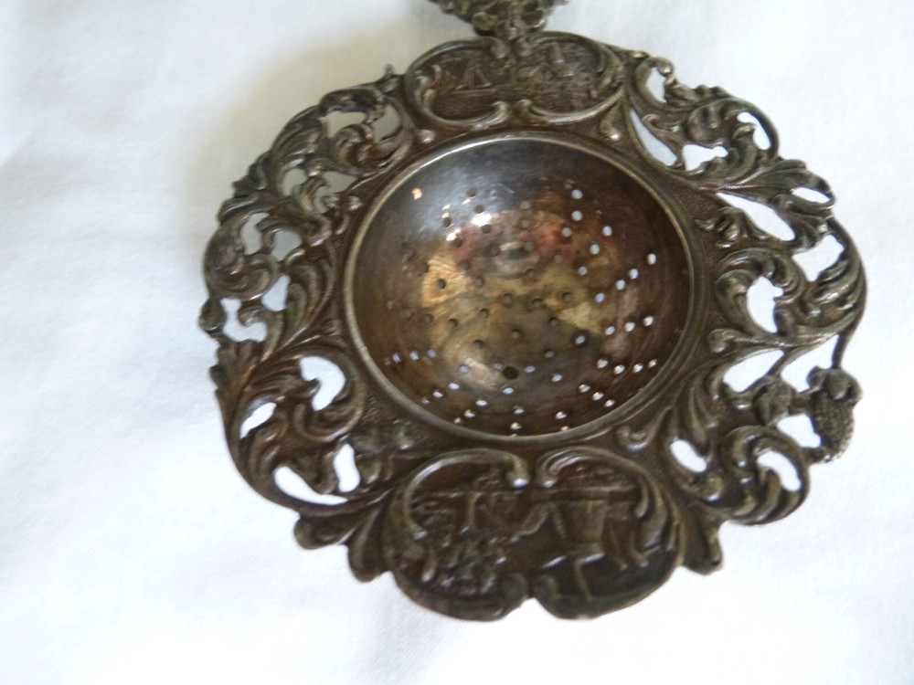 Vintage Dutch Silver Tea Strainer Spoon Windmill
