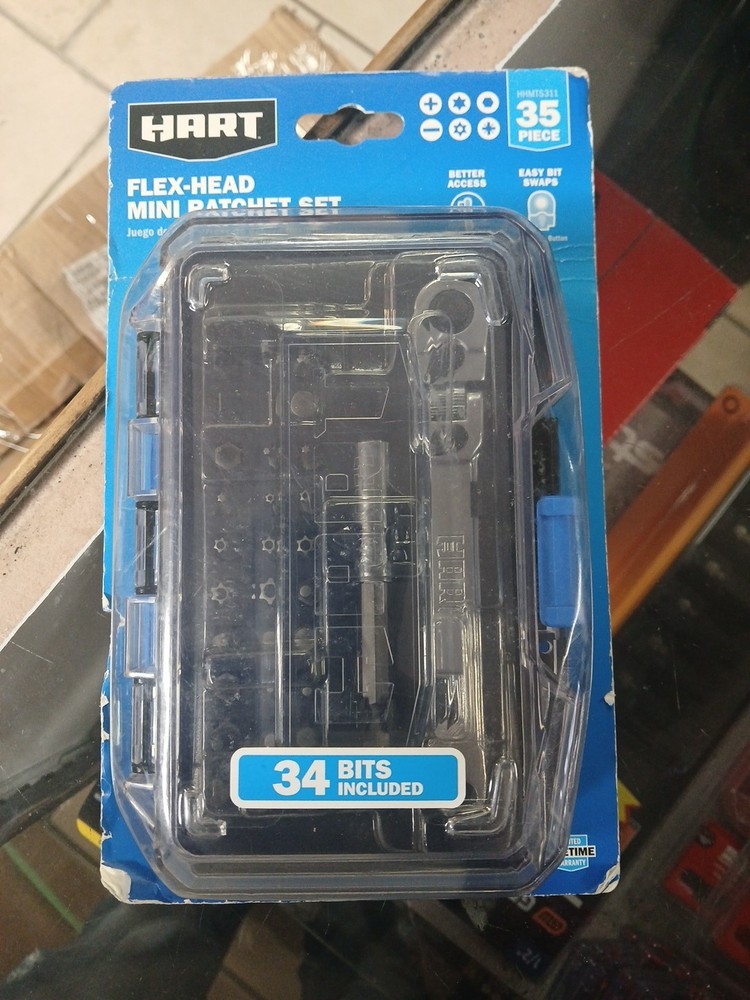 HART Flex-Head Mini Ratchet Set (Case Bits Extension) 180° Flexible Head Durable