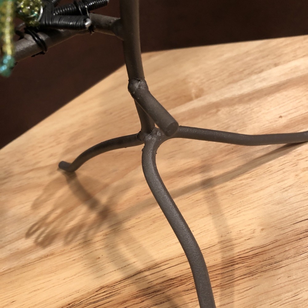 Parrot Sculpture with perch on stand Beaded Beautiful