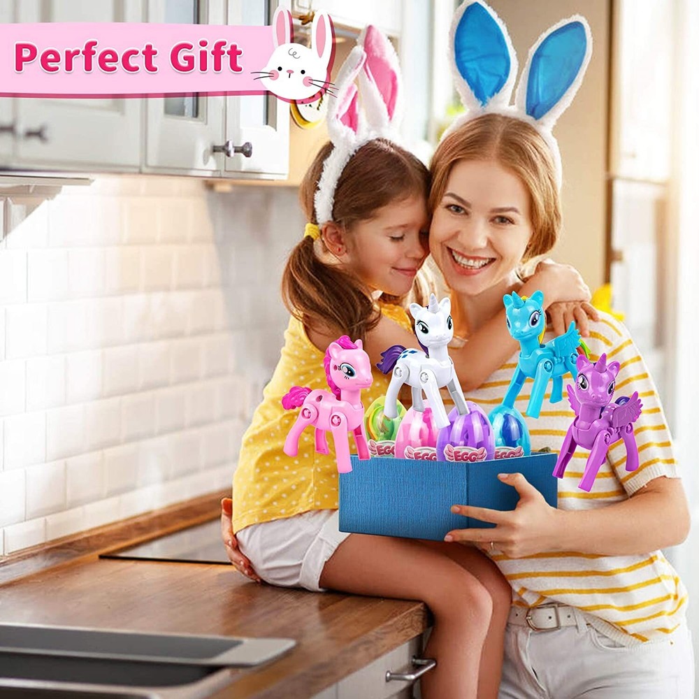 4 Pack Prefilled Easter Eggs with Toys 4 3/8" Plastic Easter Eggs Filled for Kid