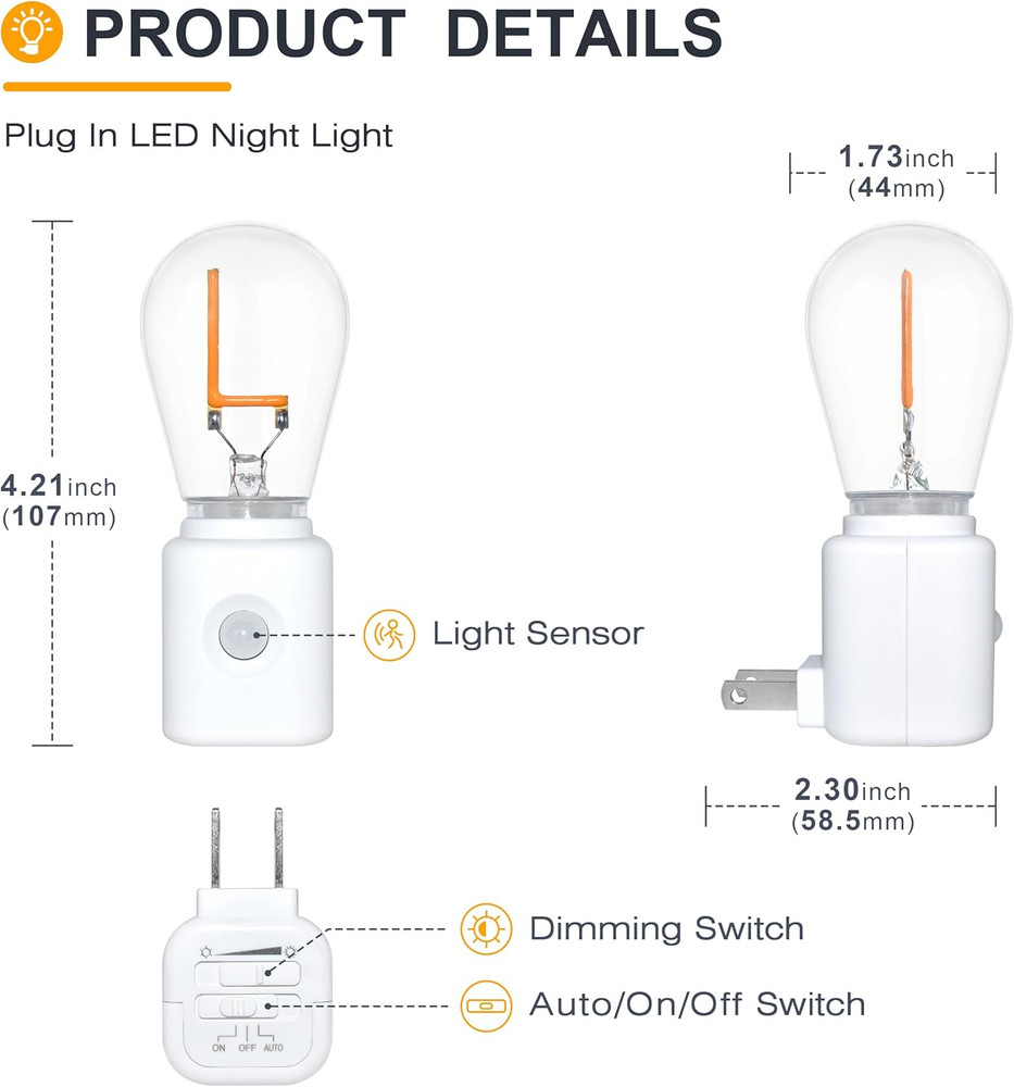 LED Night Light Plug In, Motion Sensor Night Light with Adjustable Brightness 3
