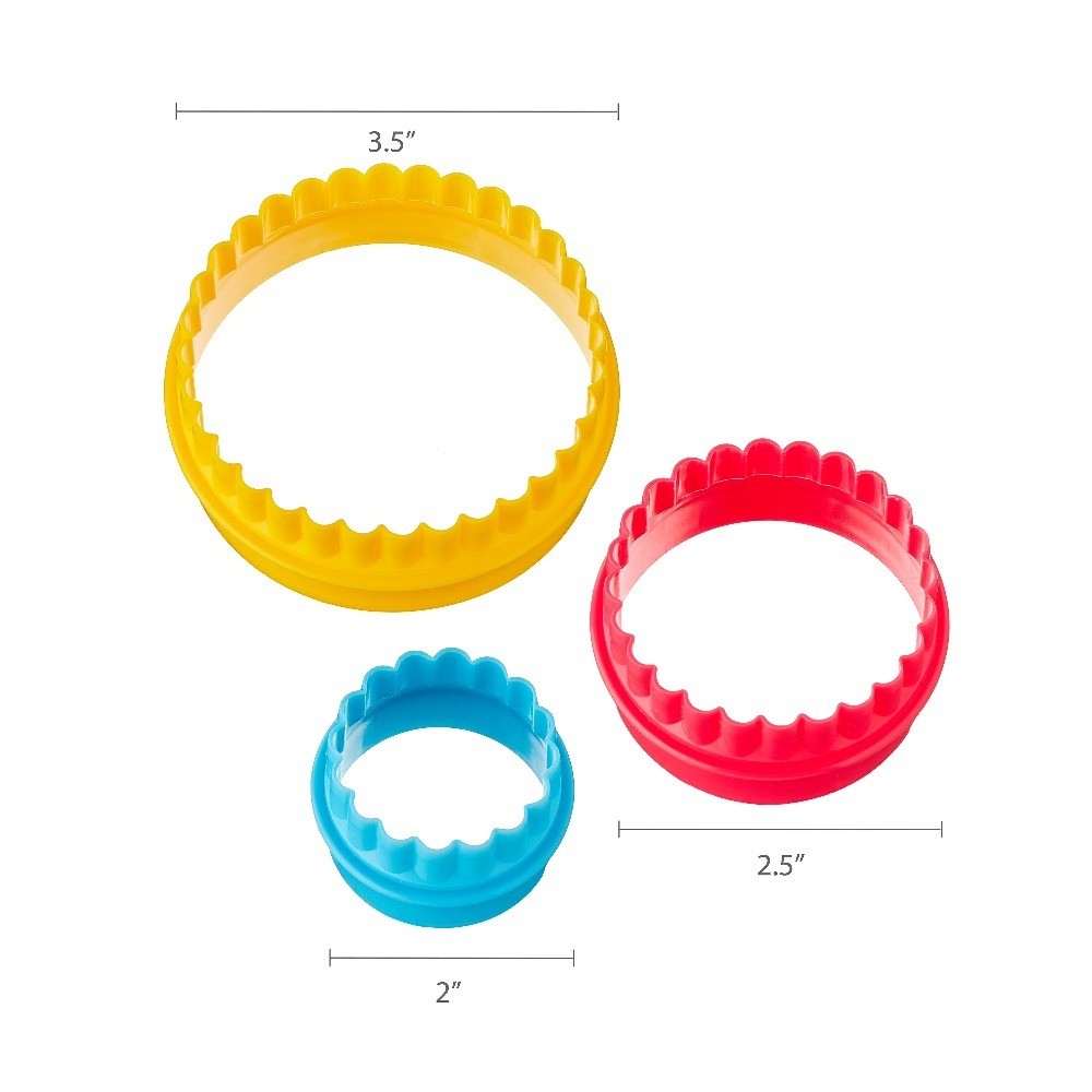 5 Piece Round Double-Sided Plastic Cookie Cutter Set for Baking