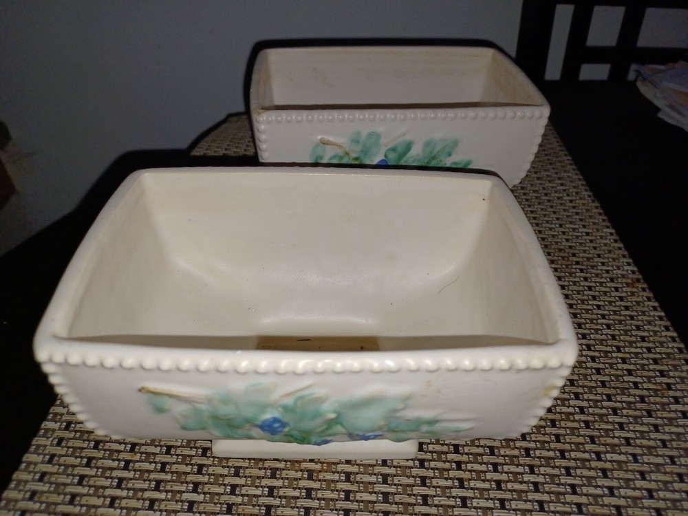 Vintage McCoy Pottery Planter Vase White Rectangle Shaped