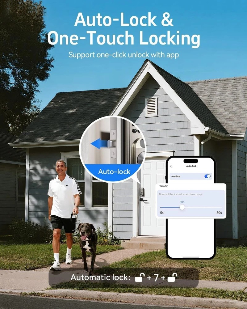 Smart Door Lock Fingerprint Keyless Entry Digital Keypad Passcode Bluetooth APP