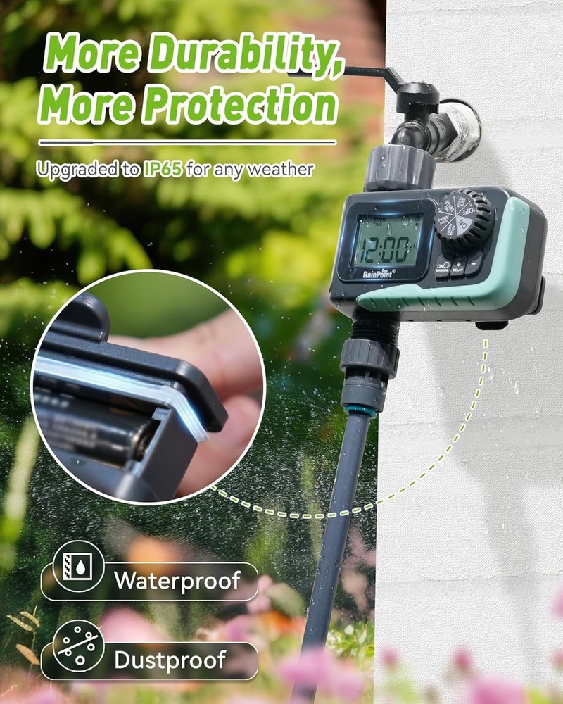 2024 Outdoor Water Timer with Rain Delay - Programmable Sprinkler Solution