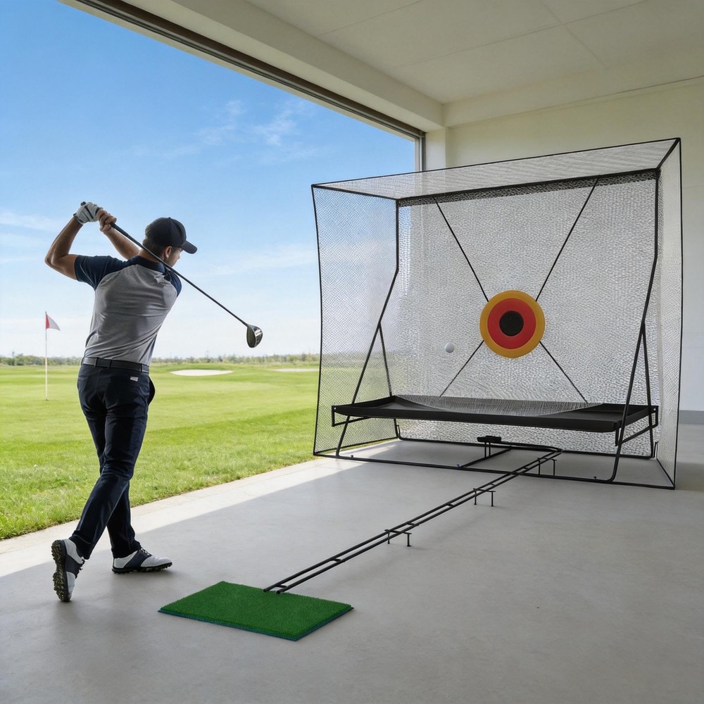 10x8Ft Golf Practice Net w/ Targets, Return Trajectory Swing Training Net Impact