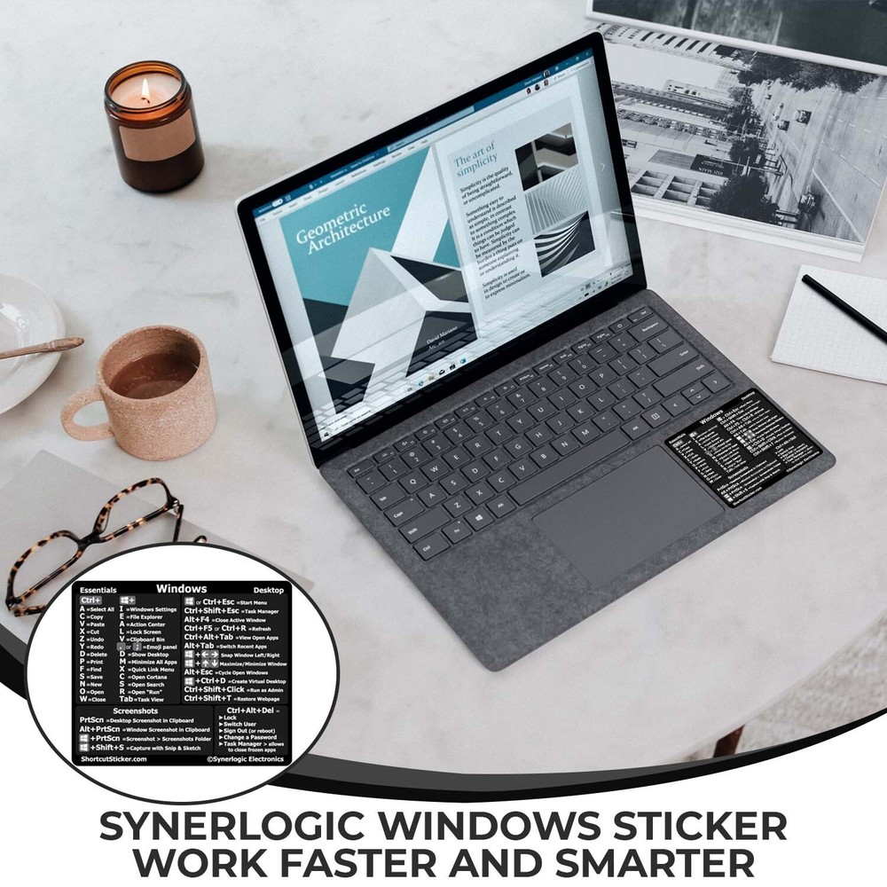 SYNERLOGIC Black Windows Reference Guide Keyboard Shortcuts Vinyl Sticker