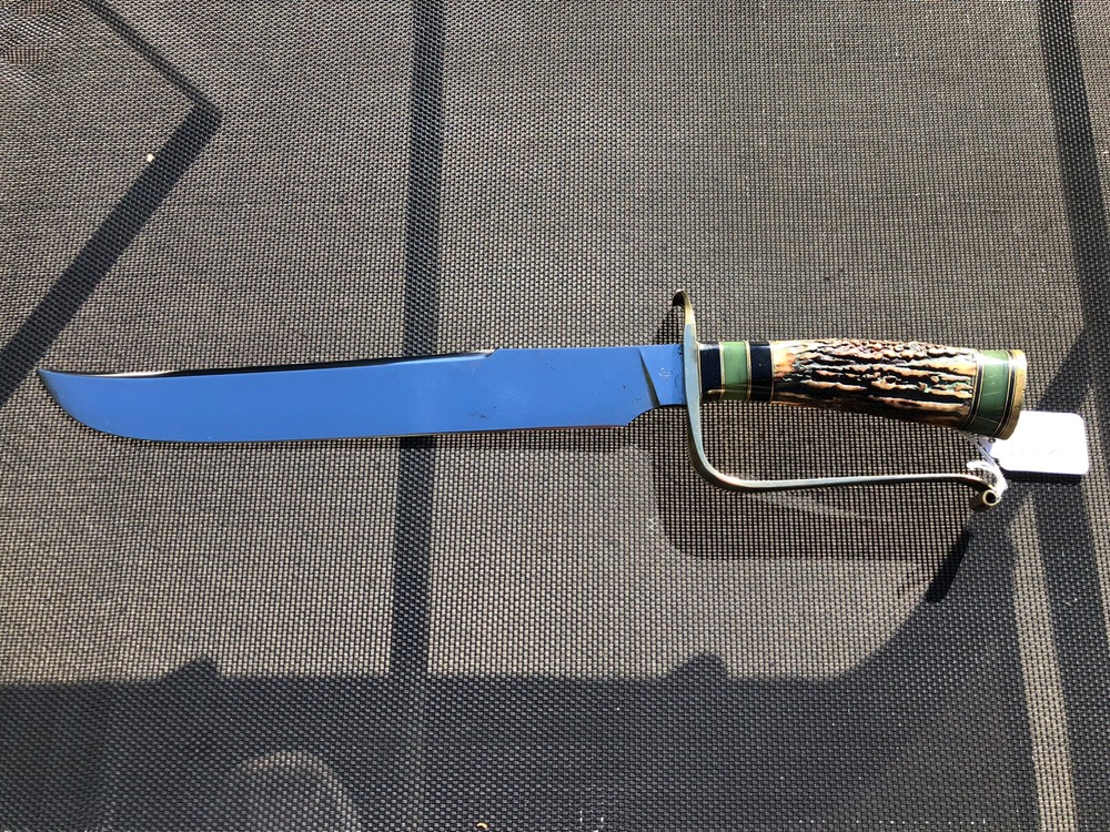 Grant Fraser Large Custom Knife w/ Brass Loop Guard & Sheath