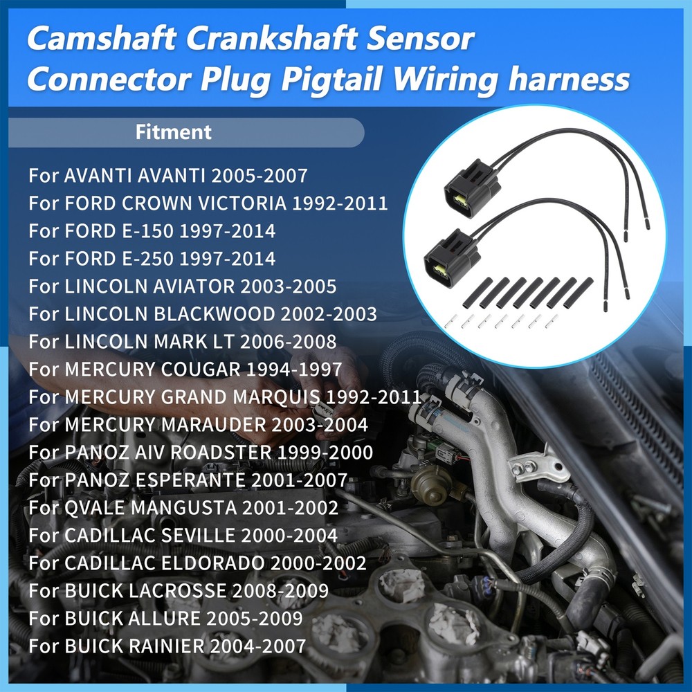 2Pcs Camshaft Position Sensor Connector Plug harness for Ford