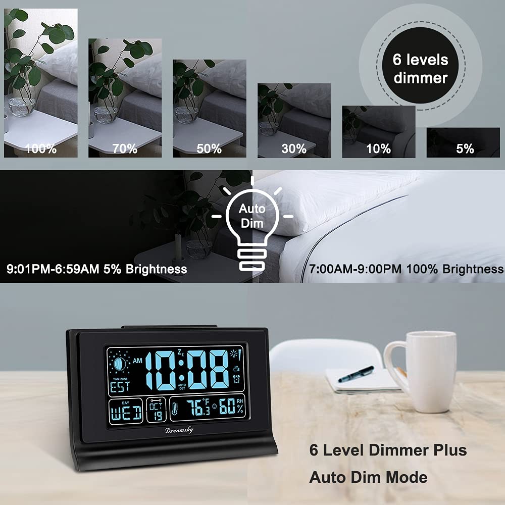 Smart Alarm Clock with Humidity, Temperature Display Moon Phase Function