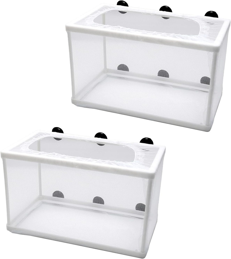 2 Pack Fish Tank Breeder Net,Fish Isolation Breeding Hatching Box, Plastic Frame