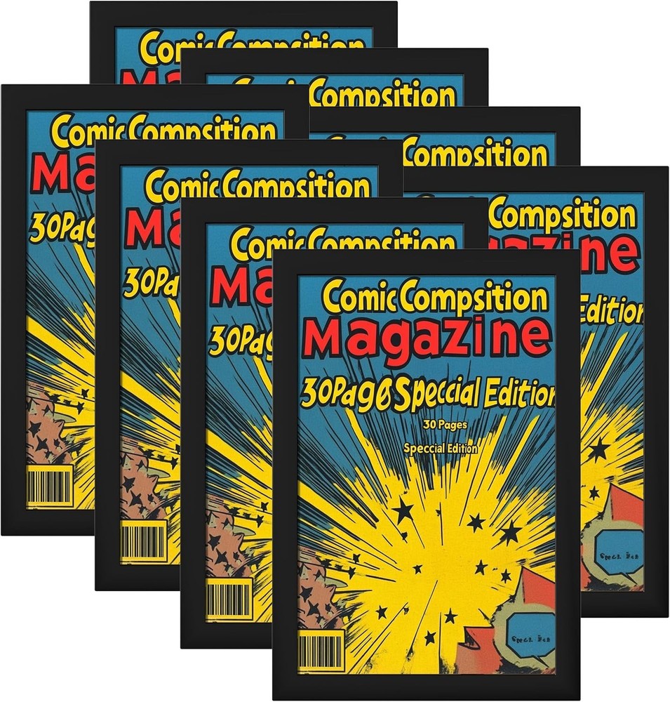 8 Pack Comic Book Frames, Fits Current 6 3/4 X 10 1/4, Wall/Tabletop Display