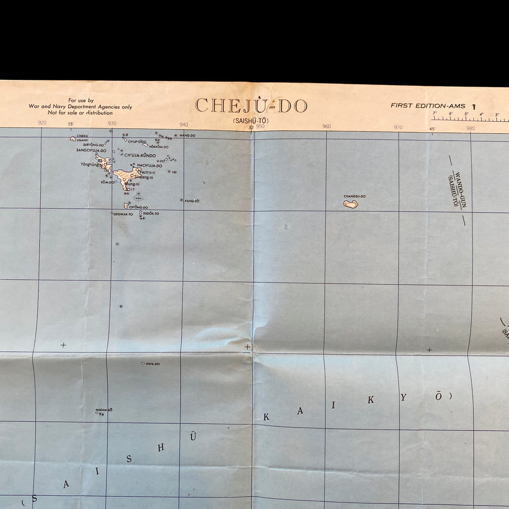 WWII 1944 Dated Cheju-do, Korea US Pacific Theater Combat Operations Map