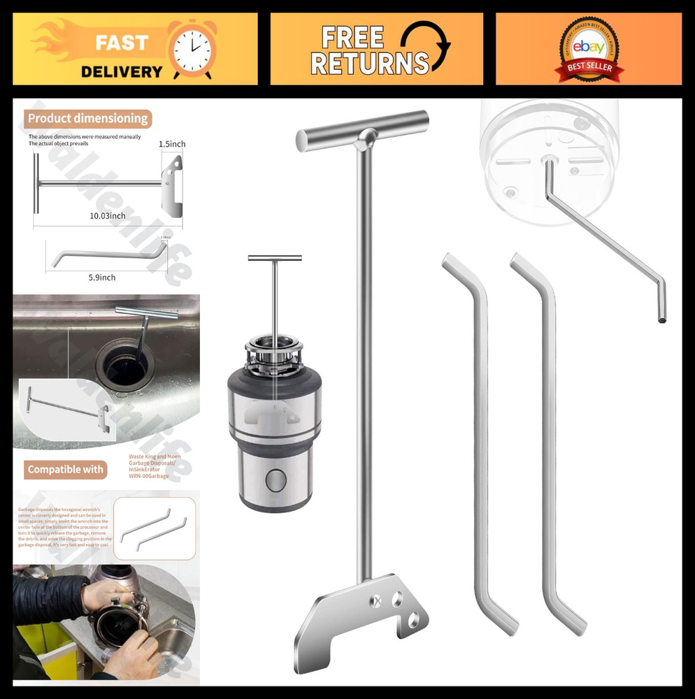 Garbage Disposal Unjamming Wrench Tool - Fix Jams & Clutter, Silver