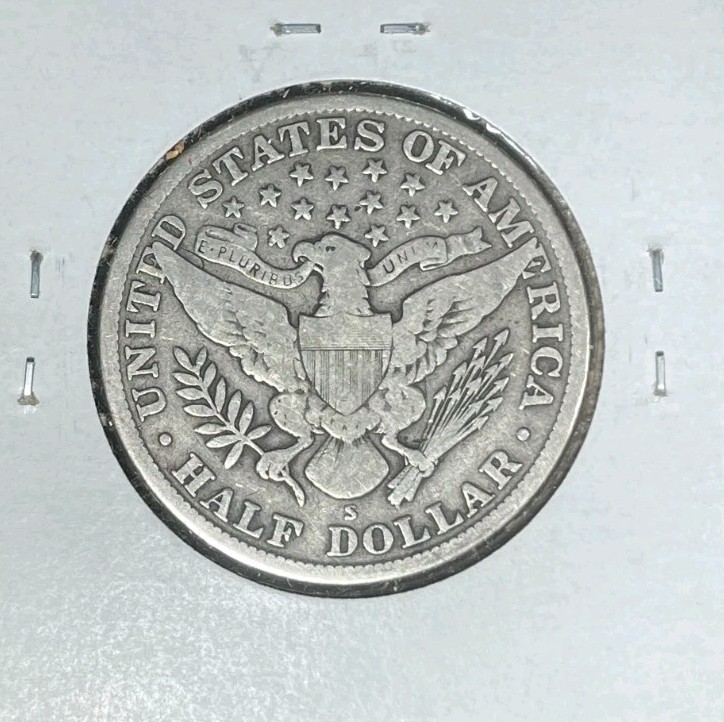 1912-S BARBER SILVER HALF DOLLAR - FINE ~NICE COIN~