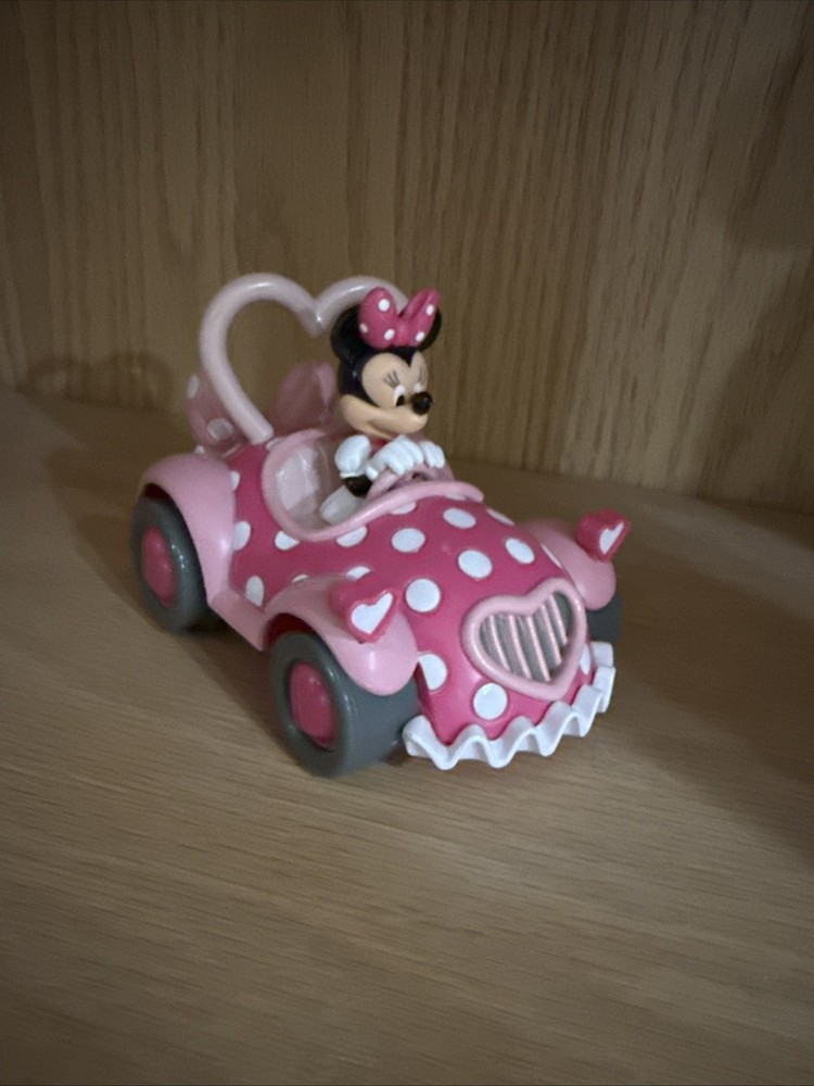 Disney Store Minnie Mouse Pullback Car 4.5” Pink Polka Dot Car