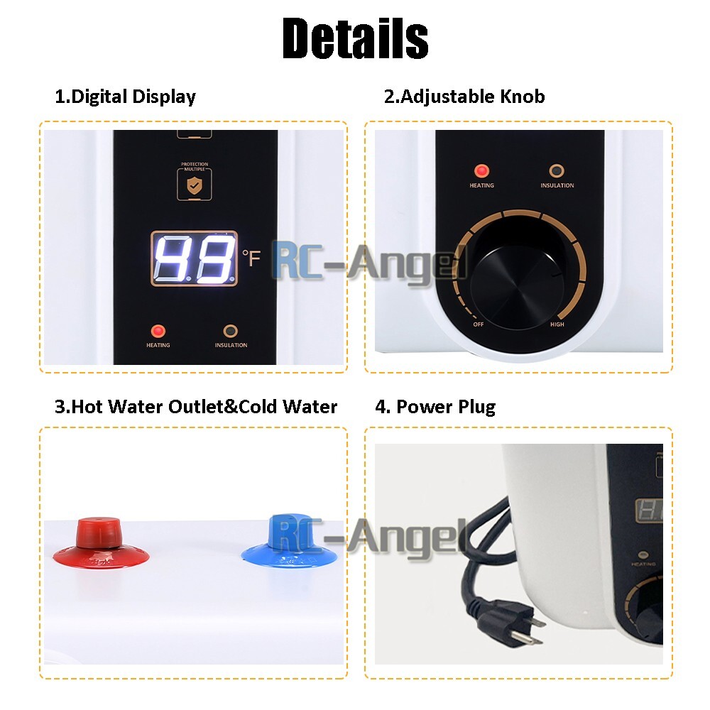 Instant Electric Hot Water Heater Shower Compact Mini-Tank Storage RV 10L 110V