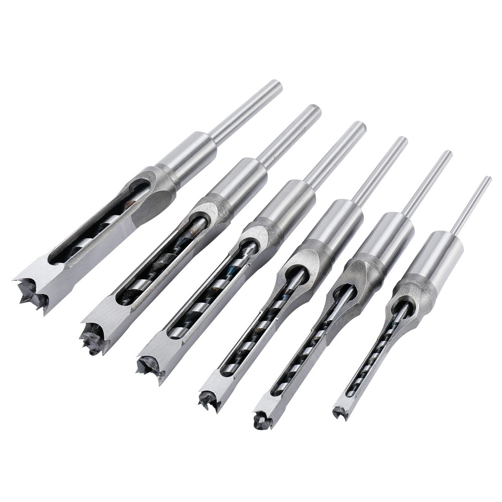 6Pcs Woodworking Square Drill Bits Set, HSS Wood Mortising Chisel Countersink