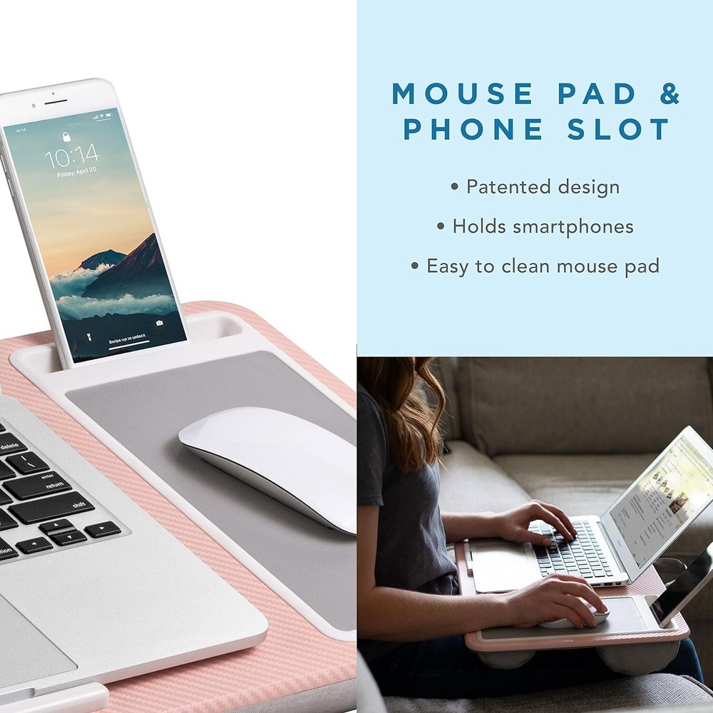 Enhanced Lap Desk with Phone Holder and Cooling Cushion - Versatile Workspace