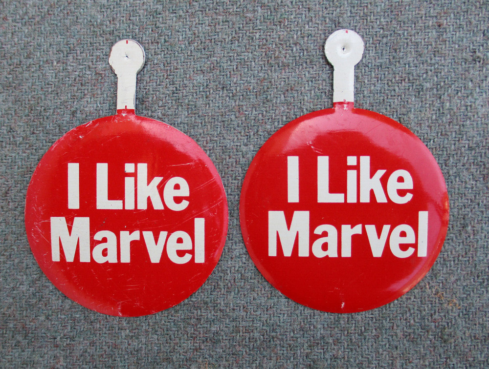 VINTAGE 1970s ? "I LIKE MARVEL"  (COMICS?) METAL PIN BUTTON