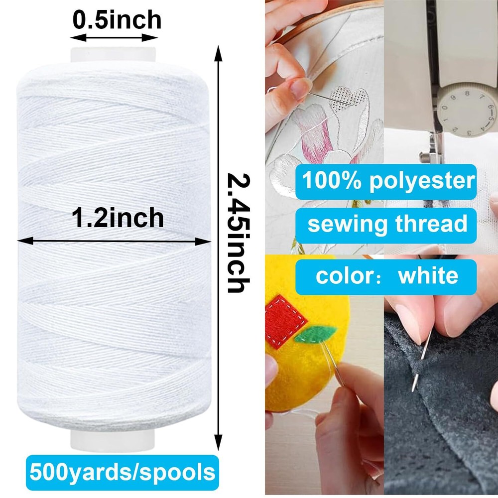 8 Spool Total 4000 Yards Sewing Thread White and Black