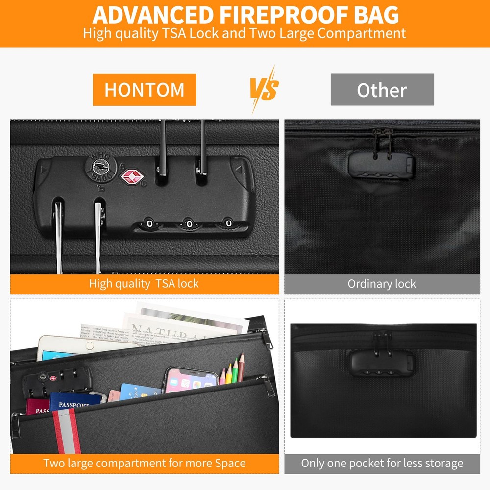 Fireproof Document Bag,6400℉ Upgraded Material Fireproof Water Resistant Mone...